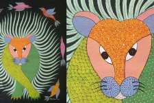 Gond Art ~ Hand Painted Gond Painting - Tiger