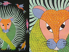 Gond Art ~ Hand Painted Gond Painting - Tiger
