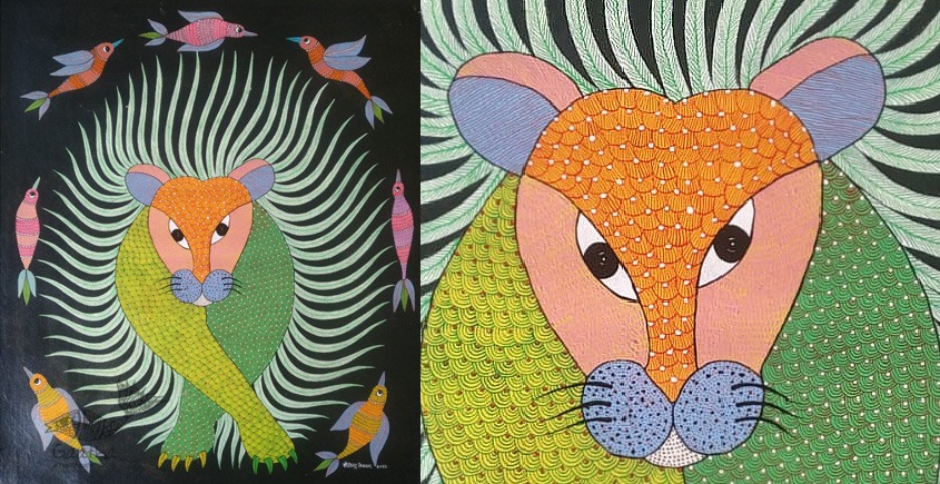 Gond Painting - indian art Tiger