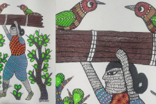 Gond Art ~ Hand Painted Gond Painting - Village Women