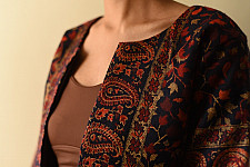 Love in Fall ~ Handwoven Woolen Stitched Navy Blue Jacket