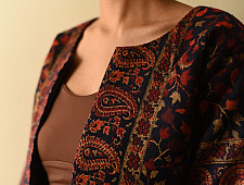 Love in Fall ~ Handwoven Woolen Stitched Navy Blue Jacket