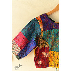 Kantha | Stitched Silk Blouse With Round Neck