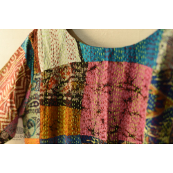 Kantha | Stitched Silk Blouse with Kantha Embroidery 