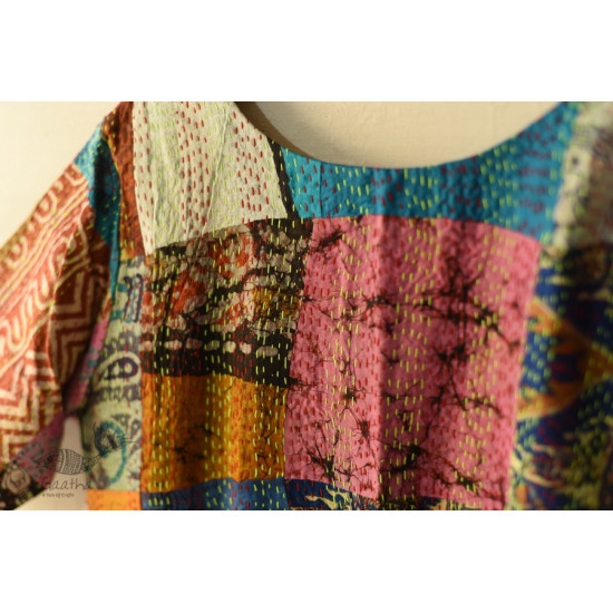 Stitched Silk Blouse with Kantha Embroidery 