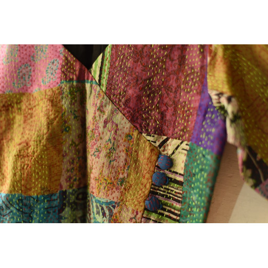 Stitched Silk Blouse with Kantha Embroidery 