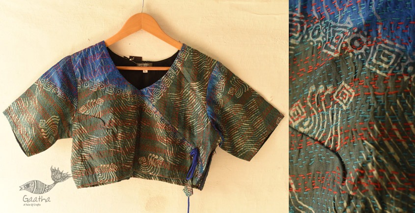 kantha silk blouse stitched