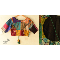 Kantha | Stitched Silk Blouse With Round Neck