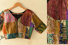 Kantha | Stitched Silk Blouse with Kantha Embroidery 