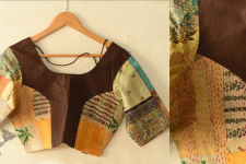 Kantha | Stitched Silk Cotton Blouse -  Brown