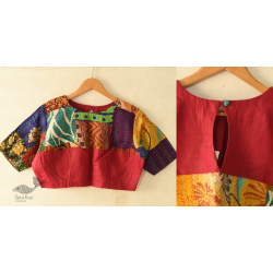 Kantha | Stitched Silk Cotton Blouse -  Maroon