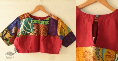 Kantha | Stitched Silk Cotton Blouse -  Maroon