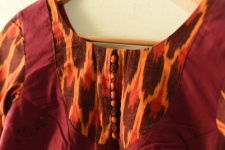 Ikat | Stitched Cotton Blouse - Maroon