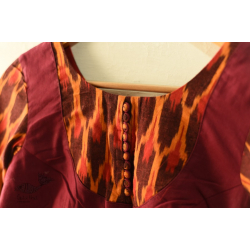 Ikat | Stitched Cotton Blouse - Maroon