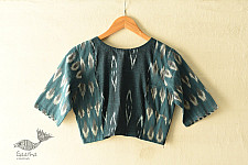 Ikat | Stitched Cotton Blouse - Teal Blue