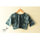 cotton Teal Blue blouse stitched - Ikat 