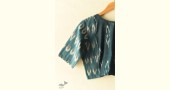 cotton Teal Blue blouse stitched - Ikat 