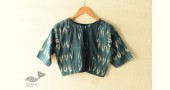 cotton Teal Blue blouse stitched - Ikat 