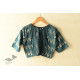 cotton Teal Blue blouse stitched - Ikat 