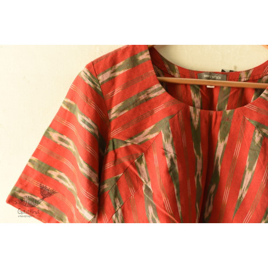 cotton red blouse stitched - Ikat