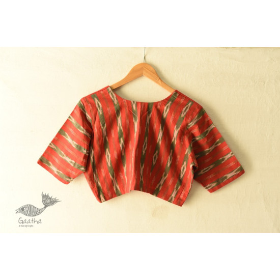 cotton red blouse stitched - Ikat