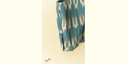 Ikat | Stitched Teal Blue Cotton Sleeve Less Blouse