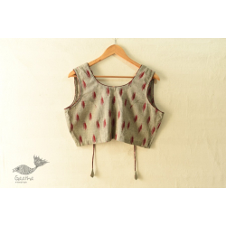 Ikat | Stitched Cotton Blouse - Grey