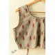 cotton blouse stitched - Grey Ikat