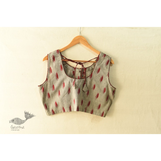 cotton blouse stitched - Grey Ikat