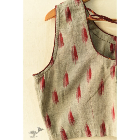 cotton blouse stitched - Grey Ikat