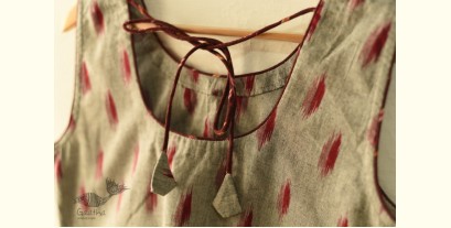Ikat | Stitched Cotton Blouse - Grey