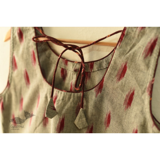 cotton blouse stitched - Grey Ikat