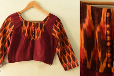 Ikat | Stitched Cotton Blouse - Maroon