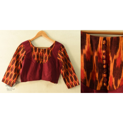 Ikat | Stitched Cotton Blouse - Maroon