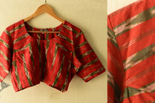 Ikat | Stitched Cotton Red Blouse