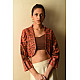 buy Handwoven Peach Jamavar Woolen Jacket