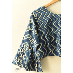 Dabu Block Printed | Stitched Cotton Blouse - Indigo