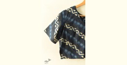 Dabu Block Printed | Stitched Cotton V-Neck Blouse