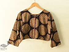 Dabu Block Printed | Stitched Cotton Blouse - Black
