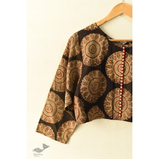 Dabu Block Printed Stitched Cotton Blouse - Block