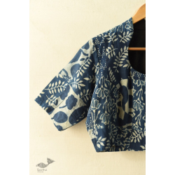 Dabu Block Printed | Indigo Cotton Blouse - Stitched