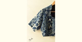 Dabu Block Printed | Indigo Cotton Blouse - Stitched