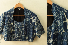 Dabu Block Printed | Indigo Cotton Blouse - Stitched