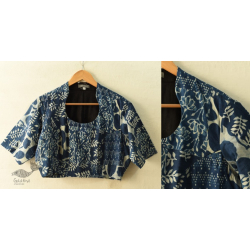 Dabu Block Printed | Indigo Cotton Blouse - Stitched