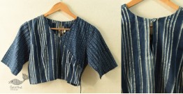 Dabu Block Printed | Indigo Stitched Cotton Blouse