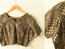 Dabu Block Printed | Stitched Cotton Blouse - Brown