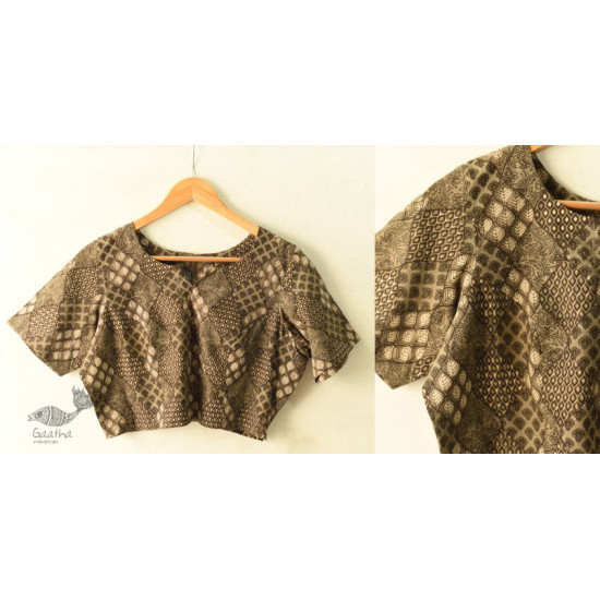 Dabu Block Printed Stitched Cotton brown Blouse