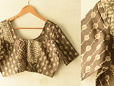 Dabu Block Printed | Stitched Cotton Blouse - Brown & Beige