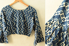 Dabu Block Printed | Stitched Cotton Blouse - Indigo