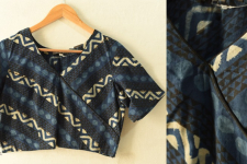 Dabu Block Printed | Stitched Cotton V-Neck Blouse